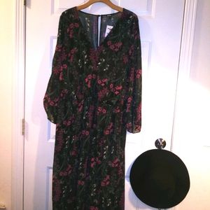 Floral Black and Pink Maxi Dress